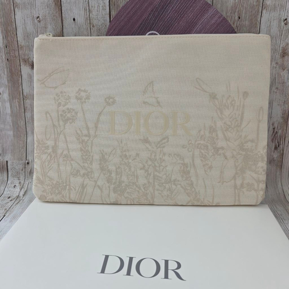 Dior Handbags - Dior Beige Floral Pouch